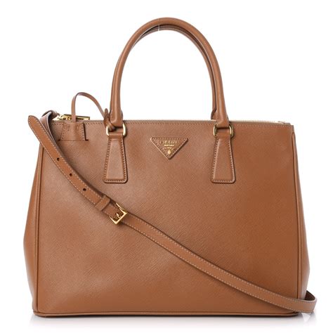 prada saffiano double zip caramel|Prada Livermore.